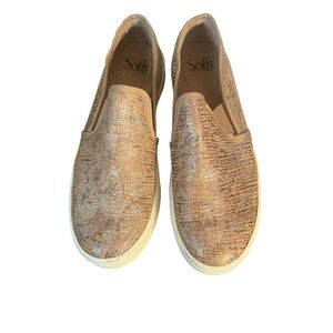 Sofft Tan Leather Slip-On Shoes